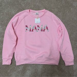 NWT “Nana” Sweatshirt Medium Pink Floral Soft Cozy Gift Embroider